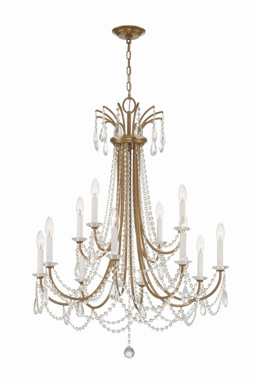 KAR-90912-AG-CL-MWP- Karrington 12-Light Chandelier in Aged Brass by Crystorama