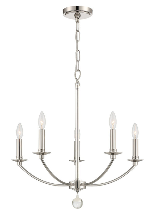 Mila 5-Light Chandelier in Polished Nickel - Lamps Expo