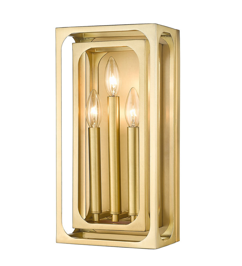 Easton Three Light Wall Sconce in Rubbed Brass - Lamps Expo