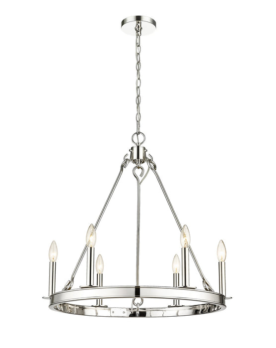 Barclay Six Light Chandelier in Polished Nickel - Lamps Expo