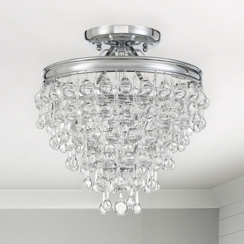 Calypso 3 Light 13" Semi Flush Mount in Polished Chrome in a room setting