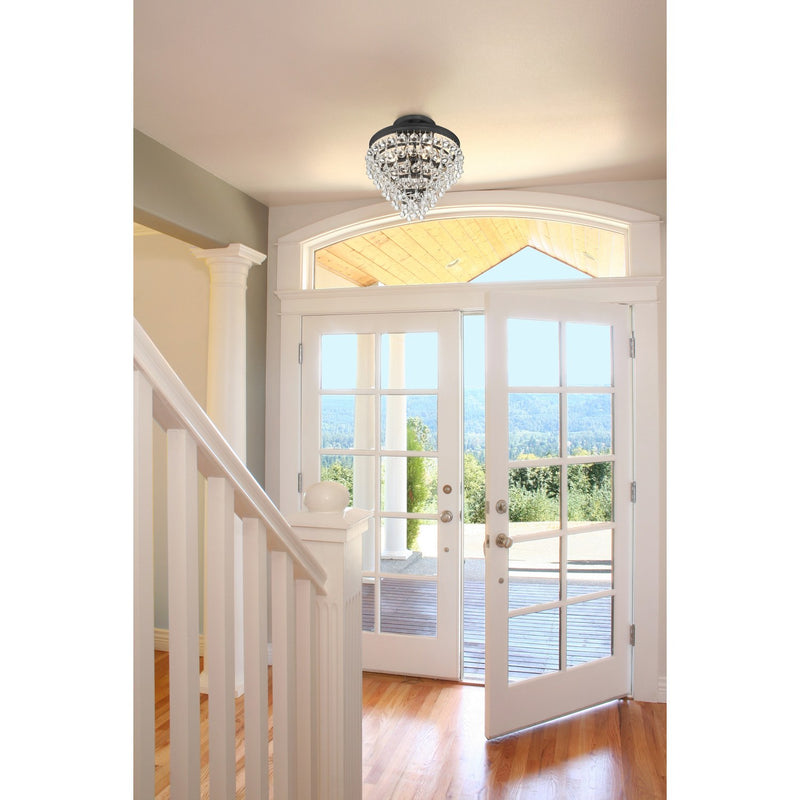 Calypso 3 Light 13" Semi Flush Mount in Matte Black in a room setting