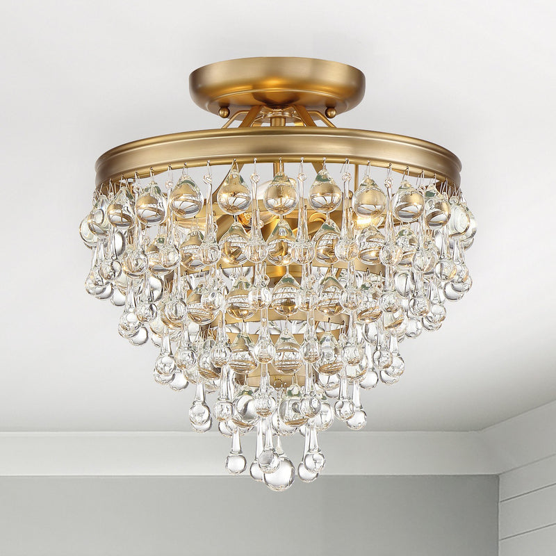 Calypso 3 Light 13" Semi Flush Mount in Vibrant Gold in a room setting
