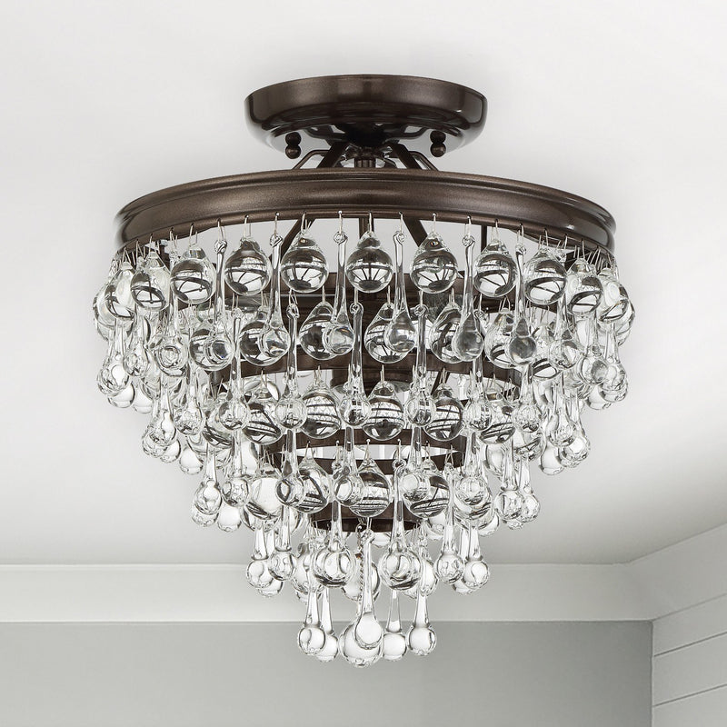 Calypso 3 Light 13" Semi Flush Mount in Vibrant Bronze in a room setting