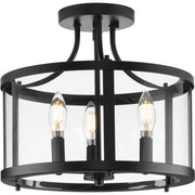 Gilliam 3-Light Semi-Flush Mount in Matte Black