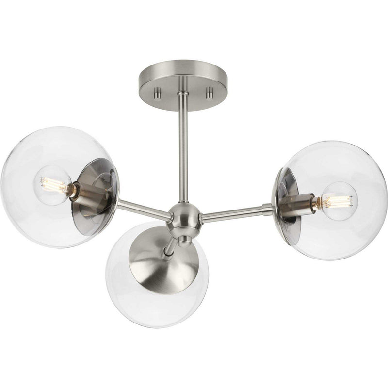 Atwell 3-Light Semi-Flush Mount in Brushed Nickel