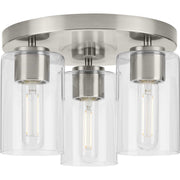Cofield 3-Light Clear Glass Flush Mount in Brushed Nickel