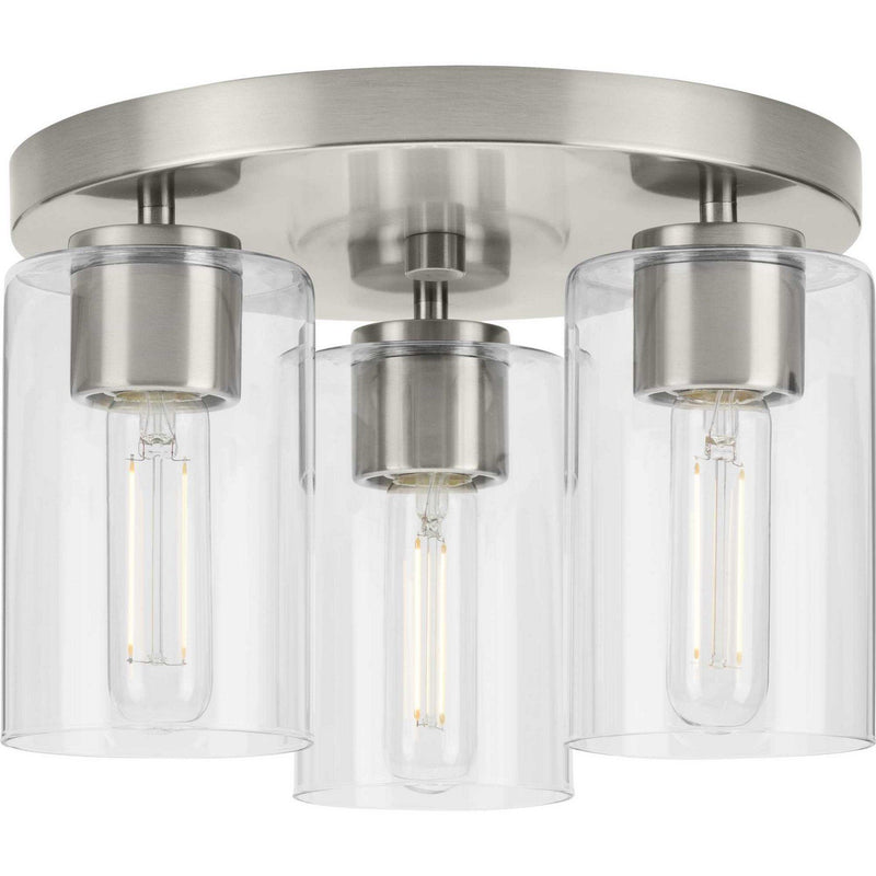 Cofield 3-Light Clear Glass Flush Mount in Brushed Nickel