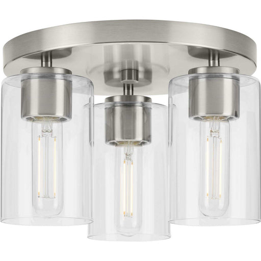 Cofield 3-Light Clear Glass Flush Mount in Brushed Nickel