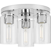 Cofield 3-Light Clear Glass Flush Mount in Polished Chrome