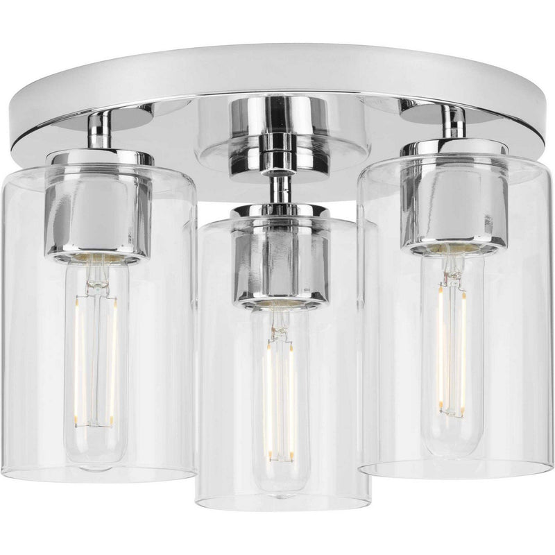 Cofield 3-Light Clear Glass Flush Mount in Polished Chrome