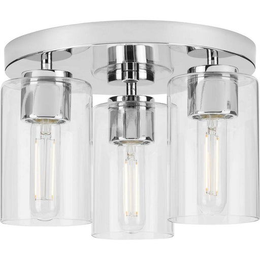 Cofield 3-Light Clear Glass Flush Mount in Polished Chrome