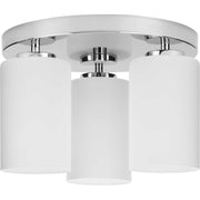 Cofield 3-Light Etched White Glass Flush Mount in Polished Chrome