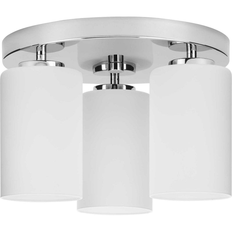 Cofield 3-Light Etched White Glass Flush Mount in Polished Chrome