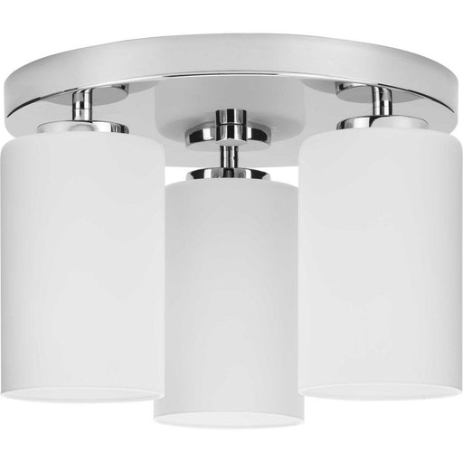 Cofield 3-Light Etched White Glass Flush Mount in Polished Chrome