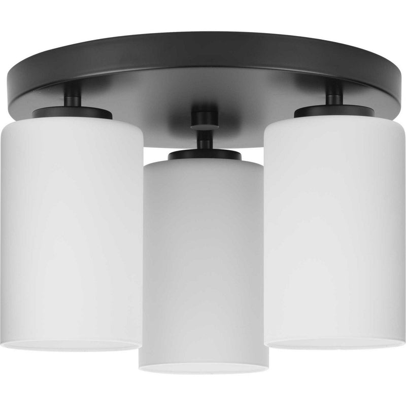 Cofield 3-Light Etched White Glass Flush Mount in Matte Black