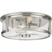Gilliam 2-Light Clear Glass Flush Mount in Brushed Nickel