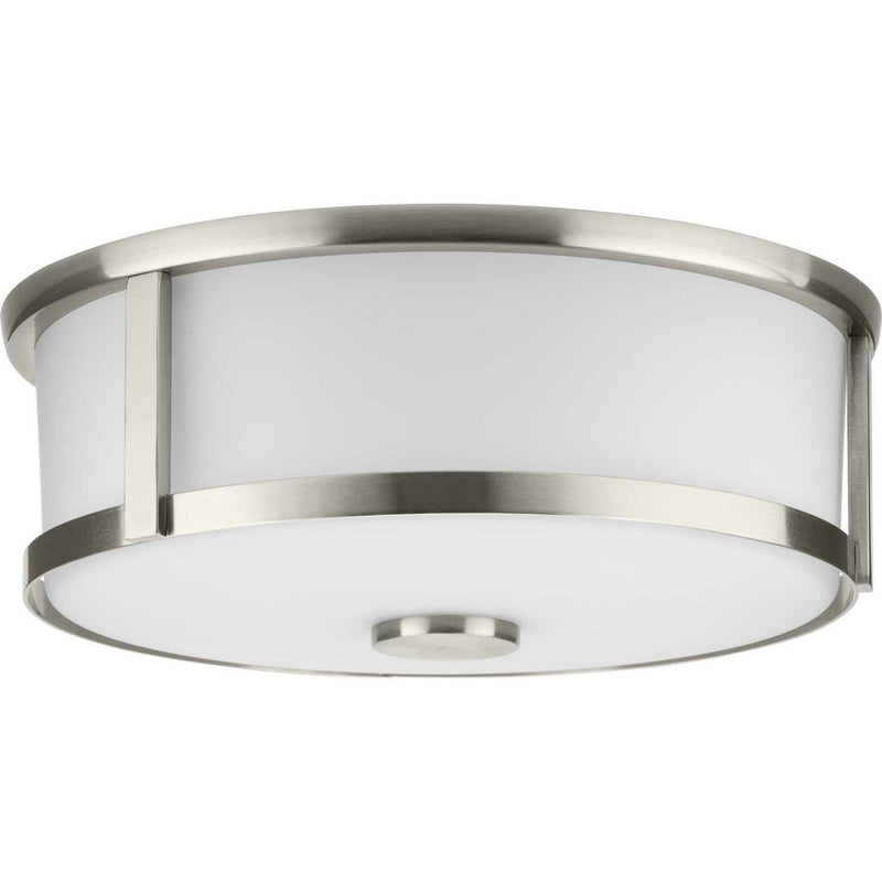 Gilliam 2-Light Etched Glass Flush Mount in Brushed Nickel