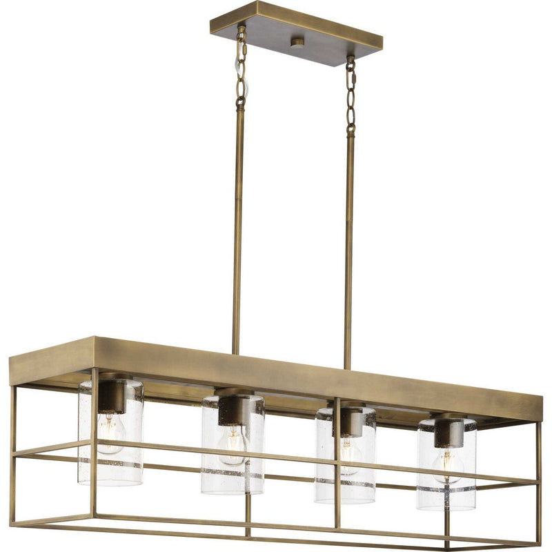 Burgess 4-Light Linear Pendant in Aged Bronze