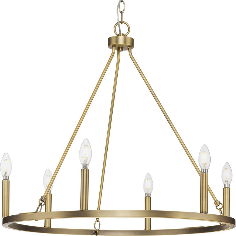 Gilliam 6-Light Chandelier in Vintage Brass