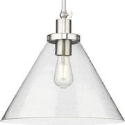 Hinton 16" Seeded Glass Pendant in Brushed Nickel