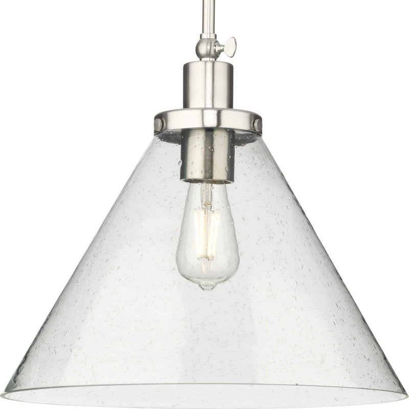 Hinton 16" Seeded Glass Pendant in Brushed Nickel