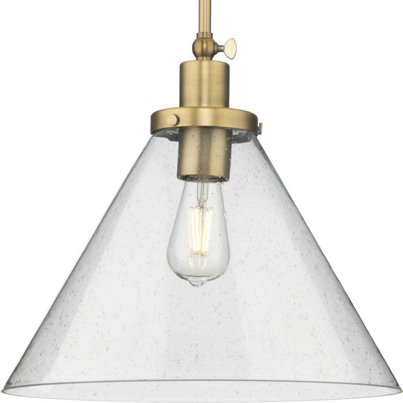 Hinton 16" Seeded Glass Pendant in Vintage Brass