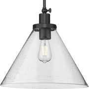 Hinton 16" Seeded Glass Pendant in Matte Black