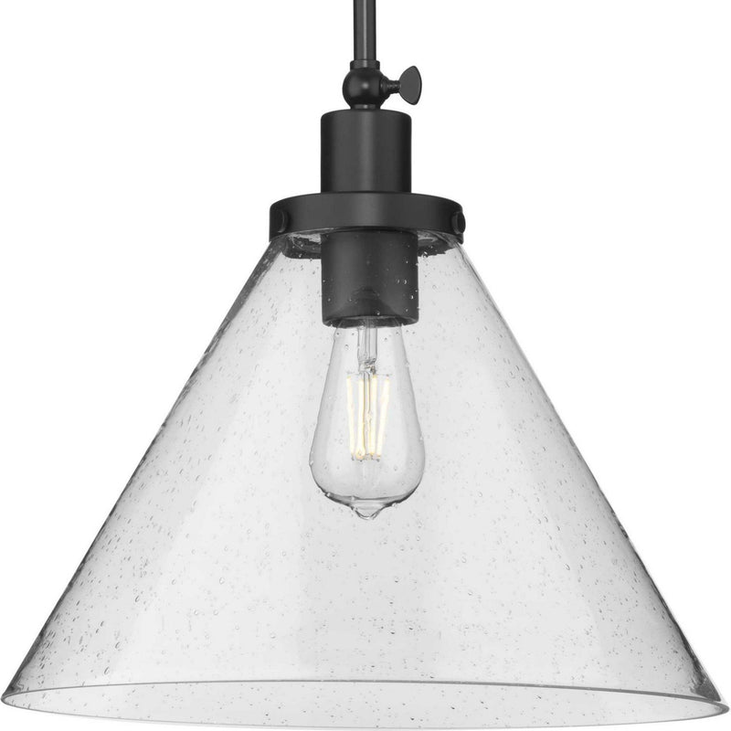 Hinton 16" Seeded Glass Pendant in Matte Black