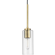 Cofield Clear Glass Mini Pendant in Vintage Brass