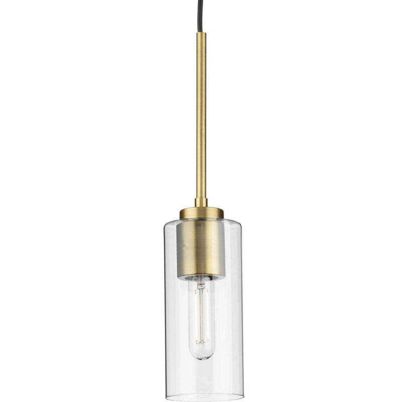 Cofield Clear Glass Mini Pendant in Vintage Brass