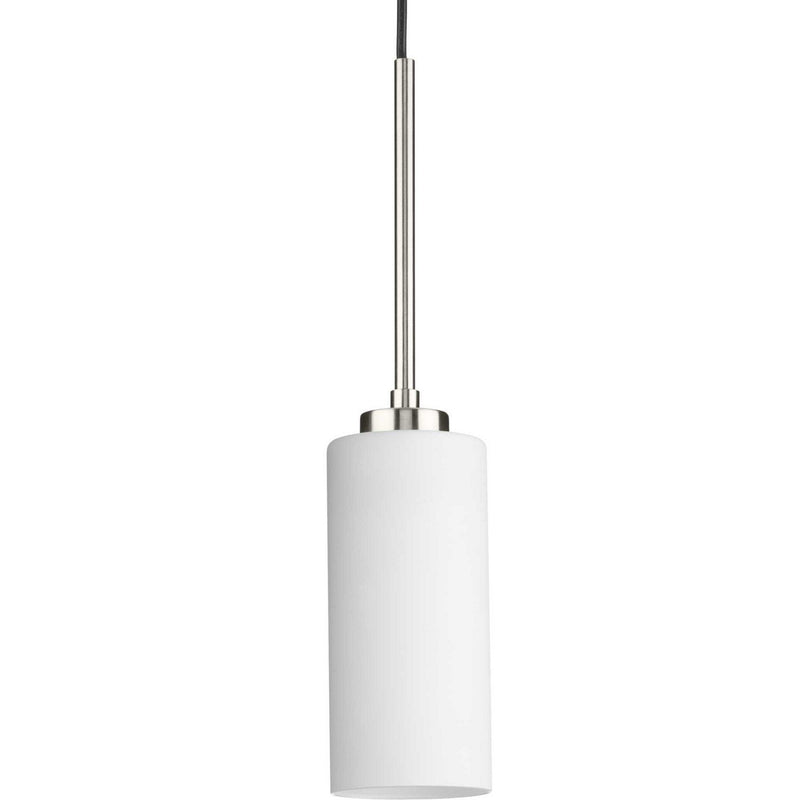 Cofield Etched White Glass Mini Pendant in Brushed Nickel