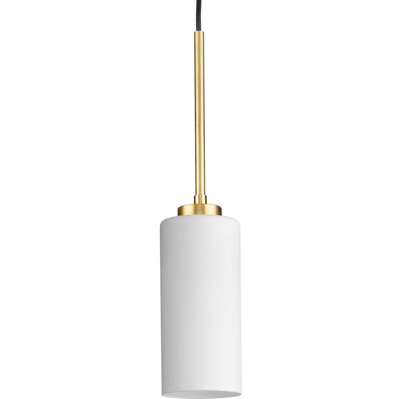 Cofield Etched White Glass Mini Pendant in Vintage Brass