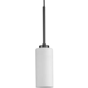 Cofield Etched White Glass Mini Pendant in Matte Black