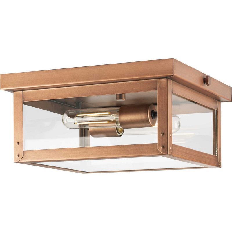 Union Square 2-Light Outdoor Flush Mount in Antique Copper