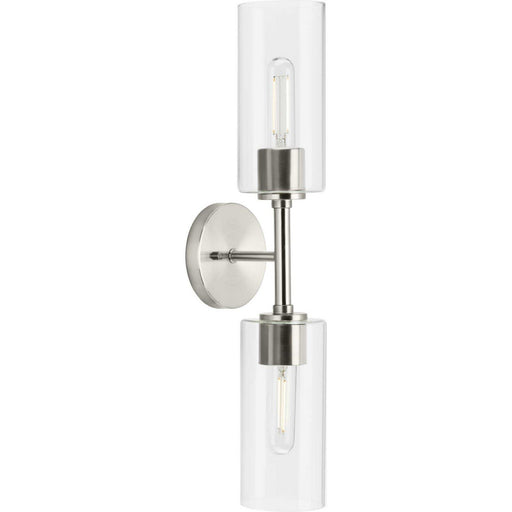 Cofield 2-Light Clear Glass Wall Sconce in Brushed Nickel
