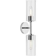 Cofield 2-Light Clear Glass Wall Sconce in Polished Chrome
