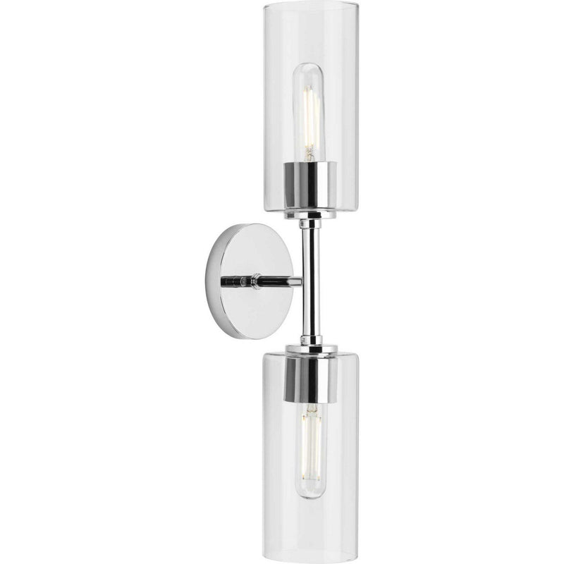 Cofield 2-Light Clear Glass Wall Sconce in Polished Chrome