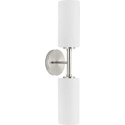 Cofield 2-Light Etched White Glass Wall Sconce in Brushed Nickel