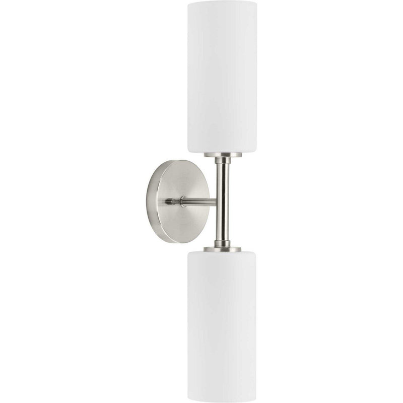 Cofield 2-Light Etched White Glass Wall Sconce in Brushed Nickel