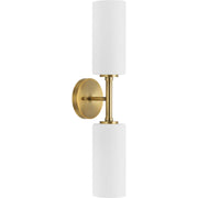 Cofield 2-Light Etched White Glass Wall Sconce in Vintage Brass
