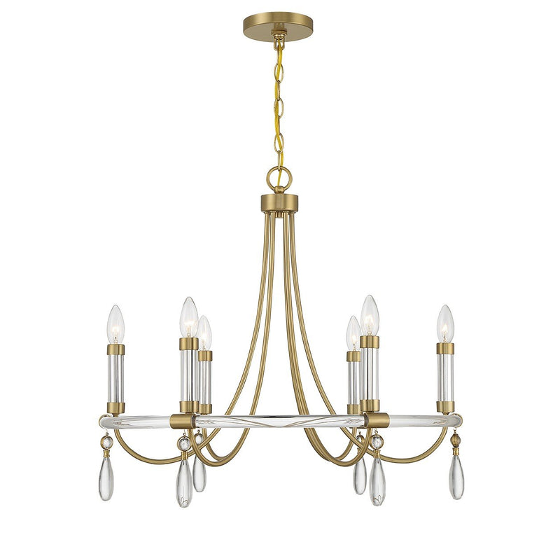 Mayfair 6-Light Chandelier in Warm Brass and Chrome