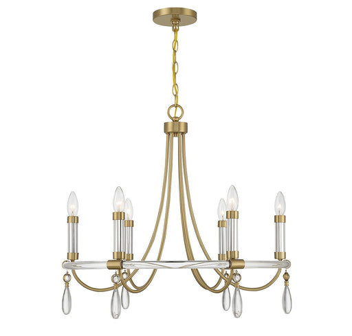 Mayfair 6-Light Chandelier in Warm Brass and Chrome