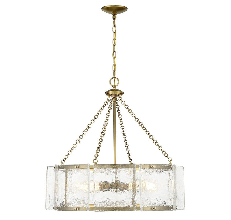 Genry 5-Light Drum Pendant in Warm Brass