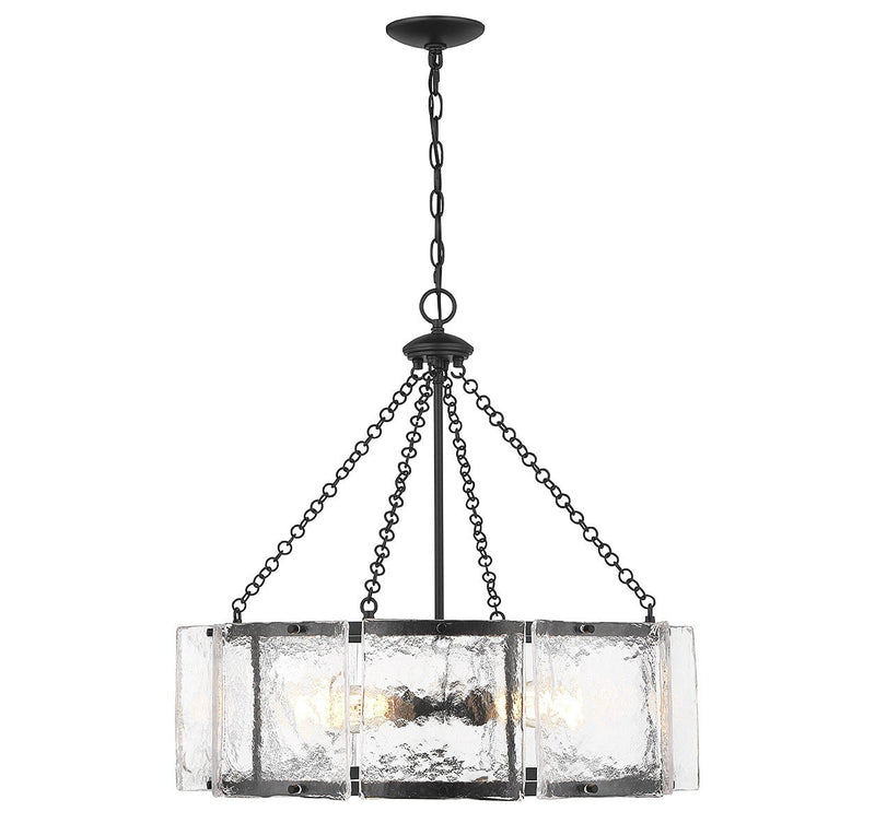 Genry 5-Light Drum Pendant in Matte Black
