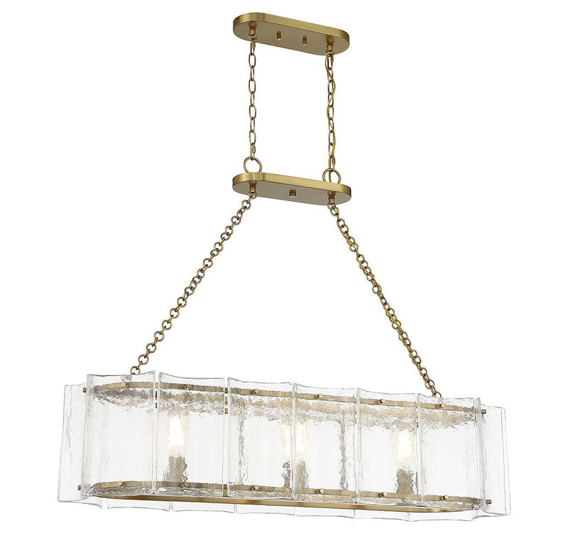Genry 3-Light Linear Pendant in Warm Brass
