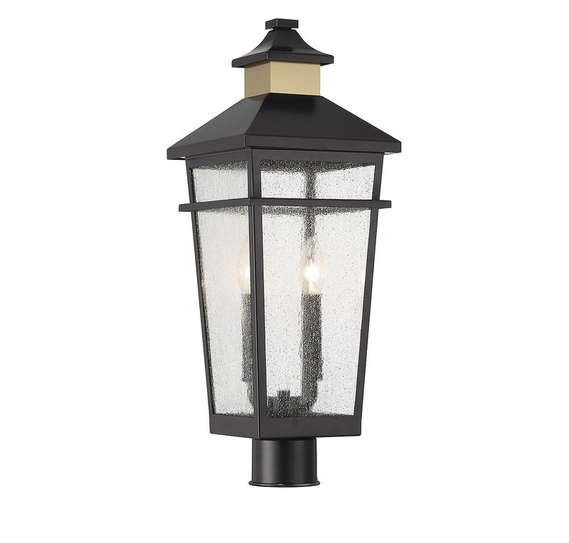 Kingsley 2-Light Outdoor Post Light in Matte Black with Warm Brass Accents