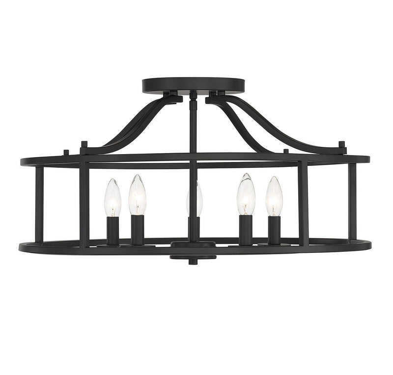 Stockton 5-Light Semi-Flush Mount in Matte Black