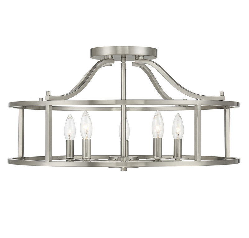 Stockton 5-Light Semi-Flush Mount in Satin Nickel