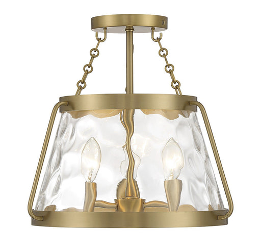 Crawford 3-Light Semi-Flush Mount in Warm Brass